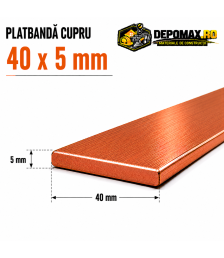Platbanda cupru 40 x 5 mm – lungime 4 metri – EN Cu-ETP